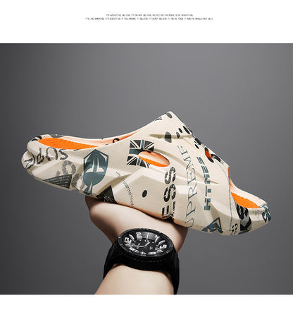 Coconut Slippers for Men to Wear Outside in Summer, Non-Slip Thick Soles for Stepping on Shit, Home Bathing, Men's Outdoor Sports Beach Sandals