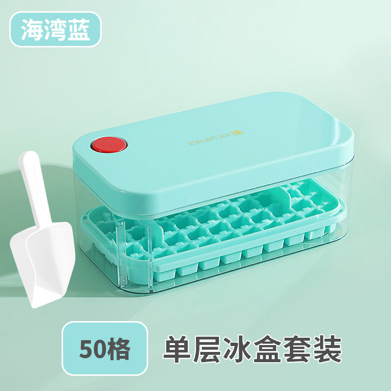 Ice Cube Mold Food Grade Household Pressed Ice Tray Large Capacity Ice Cube Storage Box Refrigerator Homemade Frozen Ice Artifact
