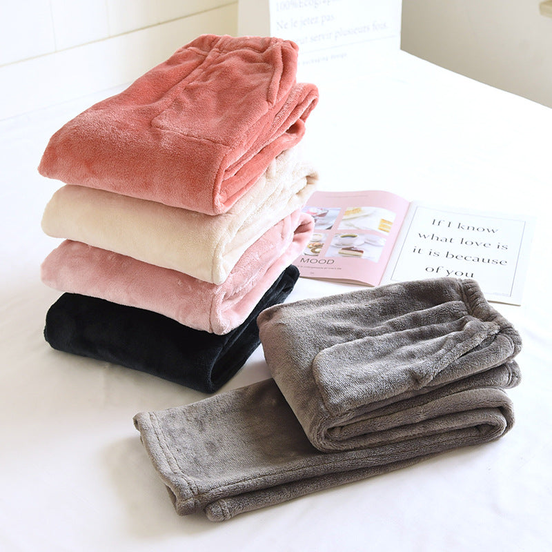 Flannel Women's Pajama Pants Fall/Winter Men's Loose Warm Simple New Couple's Home Pants Pants Winter One-Piece Hair