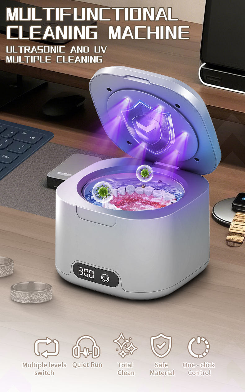 Cross-Border Amazon Ultrasonic Denture Cleaning Machine Uv Ultraviolet Ultrasonic Cleaning Machine Household Jewelry Braces