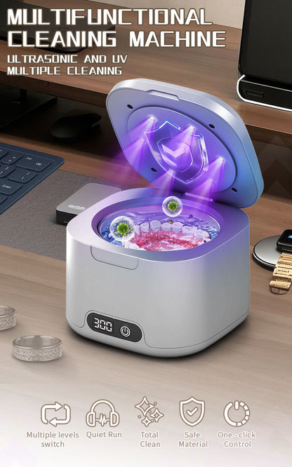Cross-Border Amazon Ultrasonic Denture Cleaning Machine Uv Ultraviolet Ultrasonic Cleaning Machine Household Jewelry Braces