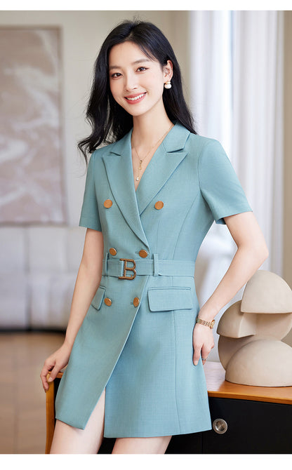 French Hepburn Style Small Black Dress High Sense High Cold Royal Sister Fried Street Small Fragrance Style Pleated Professional Suit dress Summer