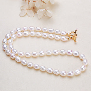 Zhuji jewelry wholesale round freshwater pearl necklace women send mother chain slightly defective real pearl necklace clavicle chain