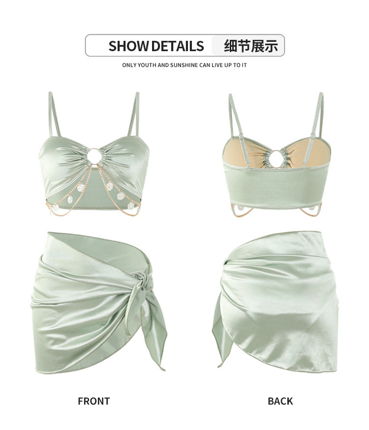 One-Piece Swimsuit Women's Summer Three-Piece Sexy 2025 New Push-Up Slimming Look Vacation High-End Bikini Hot Spring Bathing