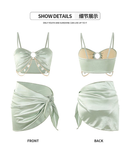 One-Piece Swimsuit Women's Summer Three-Piece Sexy 2025 New Push-Up Slimming Look Vacation High-End Bikini Hot Spring Bathing