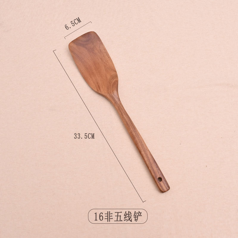Paint-free Wax-free Wooden Cooking Spoon Shovel suit Kitchenware Long Handle Non-stick Pan Stir-frying Shovel Wooden Acacia Soup Spoon