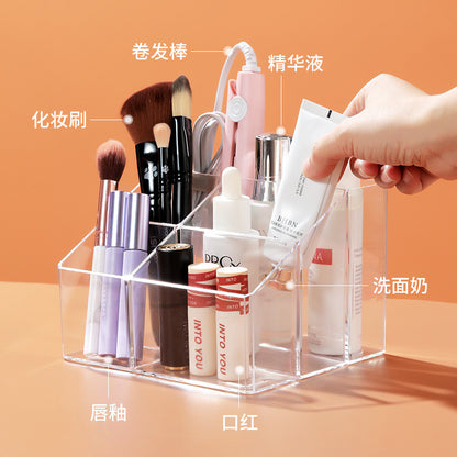 [Multiple Specifications] Transparent Square Storage Tube Detachable Cosmetics Organizer Box Cosmetics Storage Rack Mi Mu
