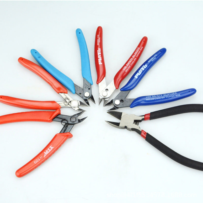 170 Oblique Nose Pliers Pointed-nose Pliers Water-mouth Pliers Gundam Split Cool Model Small Blue Oblique-mouth Pliers Cable Tie-cutting Pliers Fruit Cutters