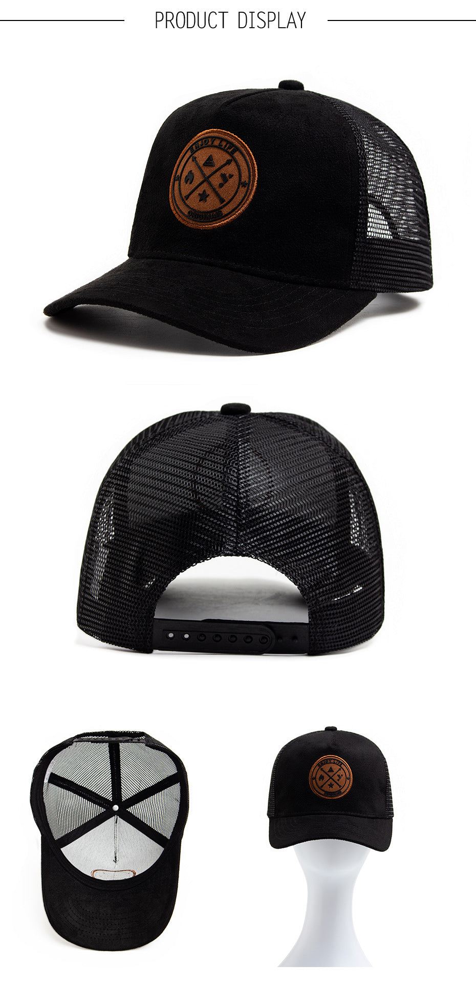 Summer Round Label Suede Baseball Cap Men's Mesh All-match Sunshade Women's Hip-hop Hat Trendy Foreign Trade Explosions in stock