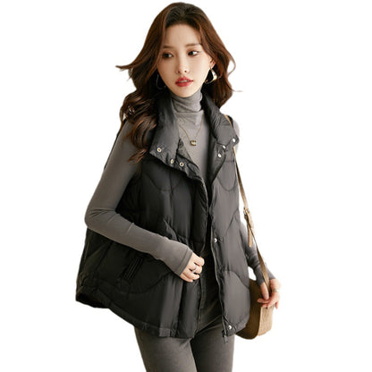 European Style Casual Loose Sleeveless down Cotton Vest Jacket for Women 2025 Winter Outerwear Vest Trendy