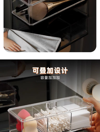 Makeup Cotton Storage Box Beauty Egg Cotton Swab Powder Puff Makeup Remover Cotton Desktop Storage with Lid Bar Storage Transparent Organization