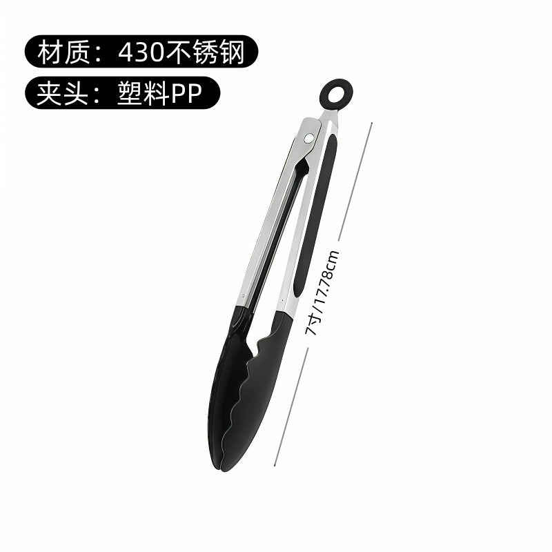 Silicone Clips for Kitchen Non-Stick Pans, Anti-Scalding and High Temperature Resistance, Household Barbecue and Steak Special Set, Stainless Steel Food Clips