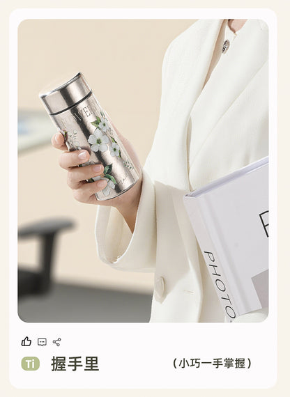 Pocket Insulated Cup Mini Compact Wave Cherry Blossom Rose Pure Titanium Coffee Mug Couple Portable Cute Healing Travel Companion