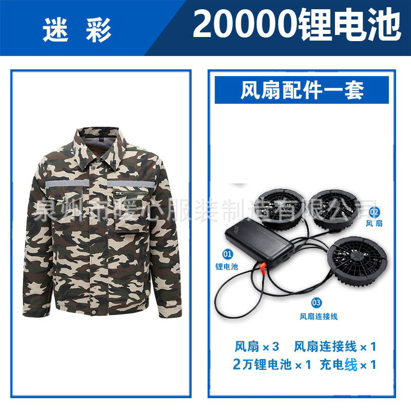 Summer Air Conditioning Clothing Clothes with Three Fans Heatstroke Prevention and Cooling Work Clothing for Men's Construction Site Heatstroke Prevention and Refrigeration Labor Protection Clothing
