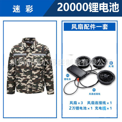 Summer Air Conditioning Clothing Clothes with Three Fans Heatstroke Prevention and Cooling Work Clothing for Men's Construction Site Heatstroke Prevention and Refrigeration Labor Protection Clothing