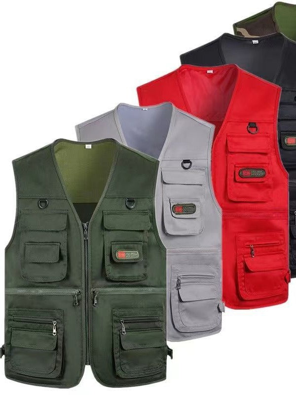 Cross-Border Outdoor Multi-Pocket Vest Men's Fishing Vest Photography Middle-Aged Men's Tops Work Clothes Middle-Aged and Elderly Dad Wear