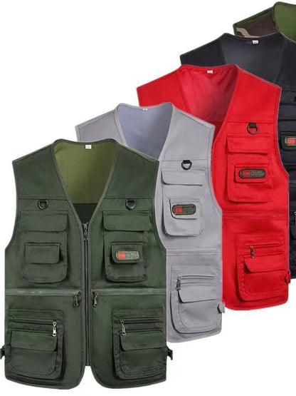 Cross-Border Outdoor Multi-Pocket Vest Men's Fishing Vest Photography Middle-Aged Men's Tops Work Clothes Middle-Aged and Elderly Dad Wear
