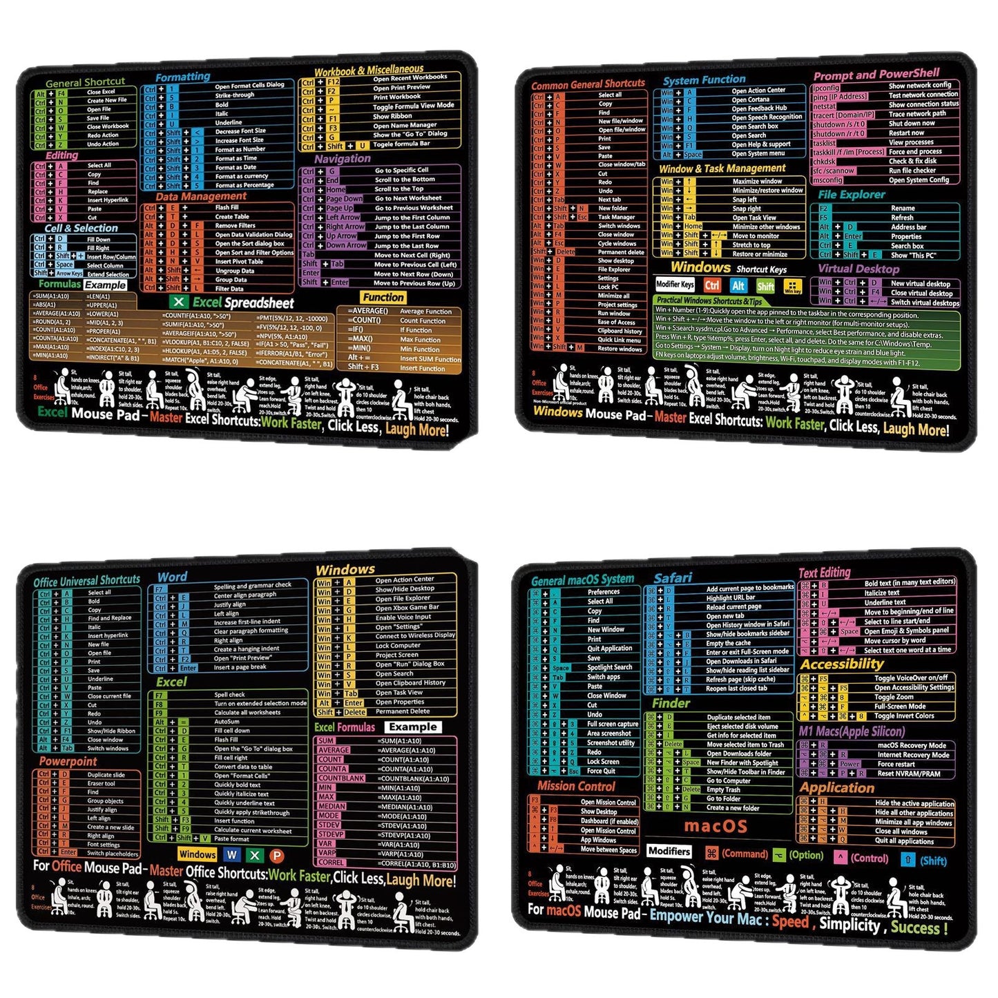 Excel English Shortcut Keys Cross-Border Mouse Pad Customized Ip Office Large Computer Notebook Special Small Table Pad