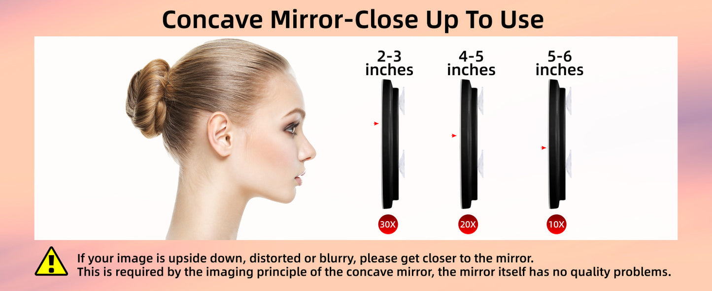 6 inches 10 times 20 times 30 times rechargeable led with light amplification suction cup punch-free easy to install makeup mirror