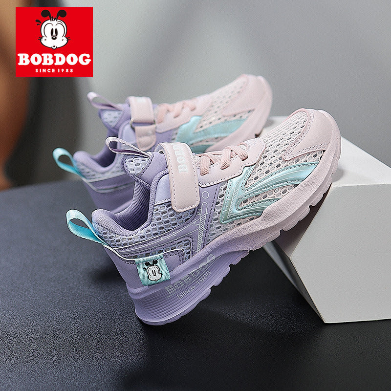 Babu bean children's shoes boys sneaker summer 2025 new hollow single mesh breathable mesh shoes big children's shoes
