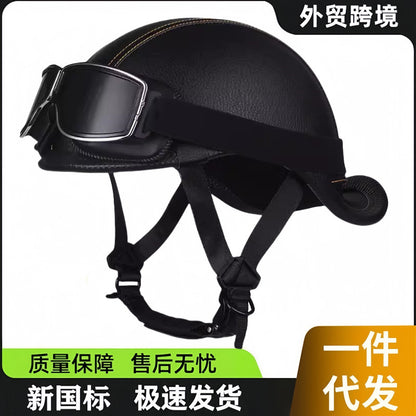 New National Standard 3C Retro Flip-Up Helmet for Women, Motorcycle Half-Helmet for Men, Electric Scooter Helmet, Cruiser Helmet for Riding