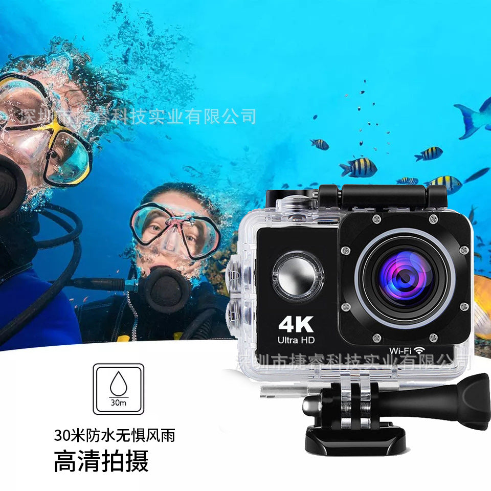 Foreign Trade Wholesale High-Definition Mini Waterproof Sports Camera Cycling Multi-Function Can Be Connected to Wifi with Remote Control Camera Anti-Shake
