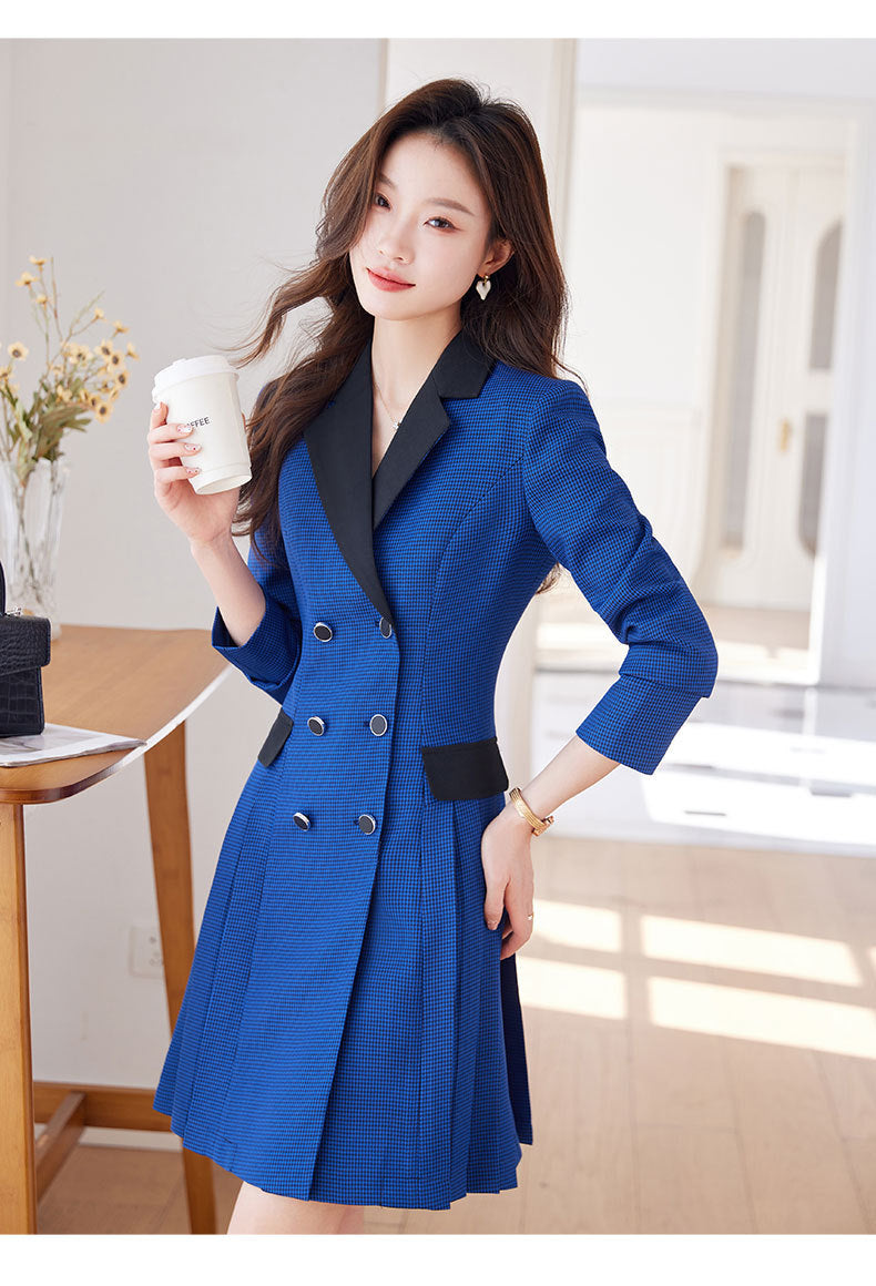 French Hepburn Style Small Black Dress High Sense High Cold Royal Sister Fried Street Small Fragrance Style Pleated Professional Suit dress Summer