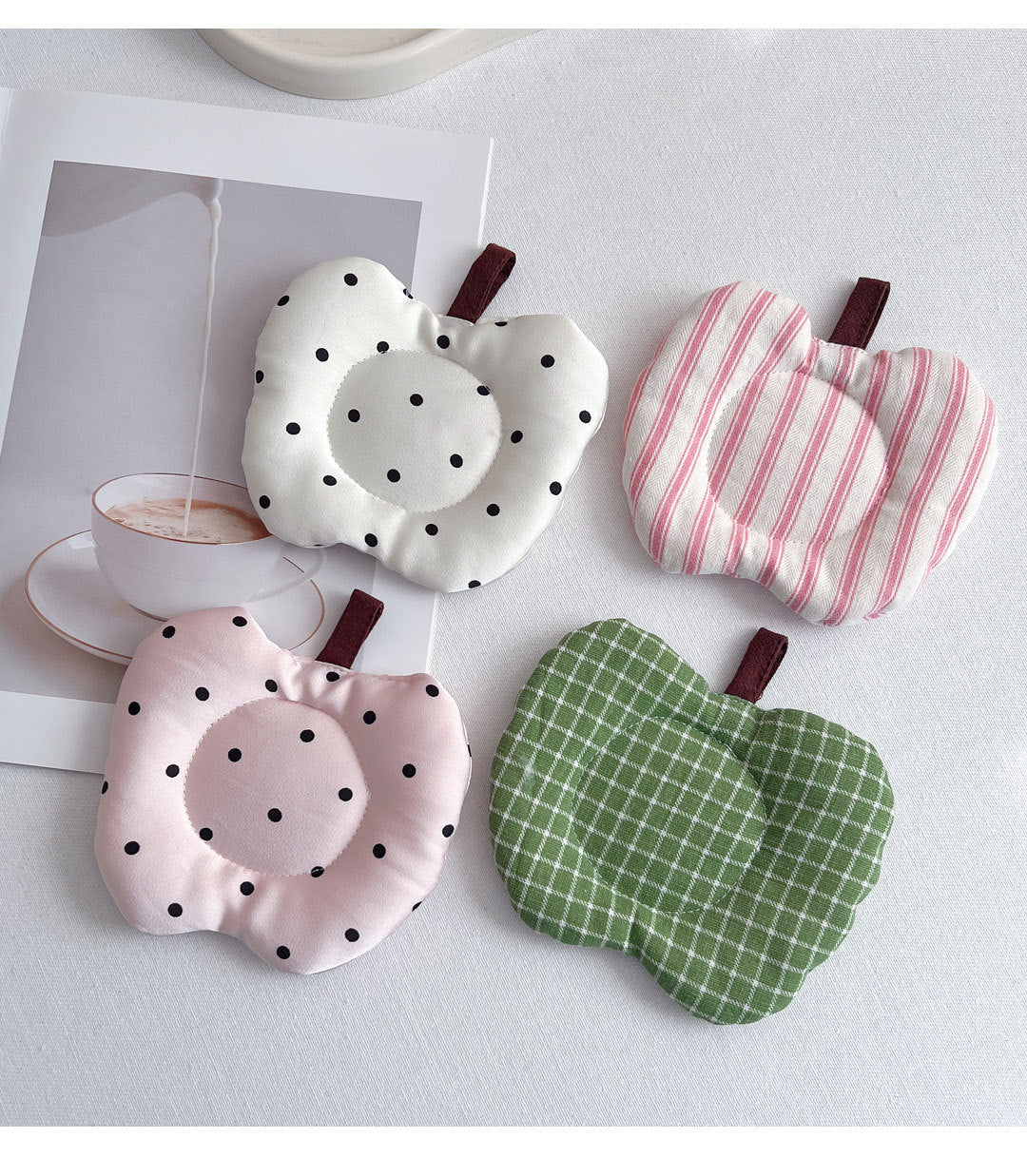 Meizuo Elements Korean-Style Ins-Style Apple Quilted Coasters Fabric Tea Coasters Cute Anti-Scalding Mats Factory Direct Sale