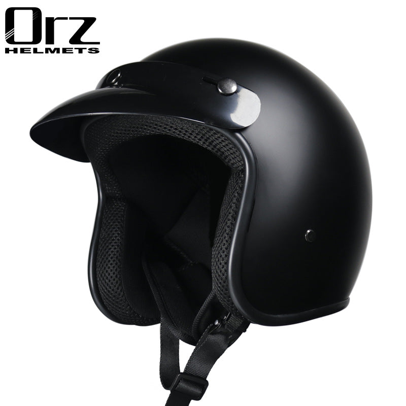 Cross-border retro helmet personality men's and women's leather helmet electric car helmet 3/4 summer helmet half helmet scooter four seasons universal