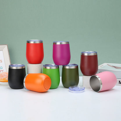 304 Stainless Steel Eggshell Cup Portable Cross-Border U-Shaped Wine Thermos Cup 12oz Cup American Style Wholesale Aviation Cup