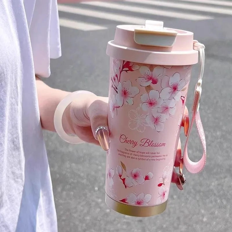 316 stainless steel lily of the valley coffee cup girls high color value double drinking straw cup car gift cup customization
