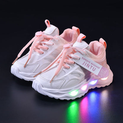Children's Sports Light-up Gradient Shoes 2025 New Female Torre Shoes Small and Medium-sized Kids Boys and Students LED Luminous Running Shoes