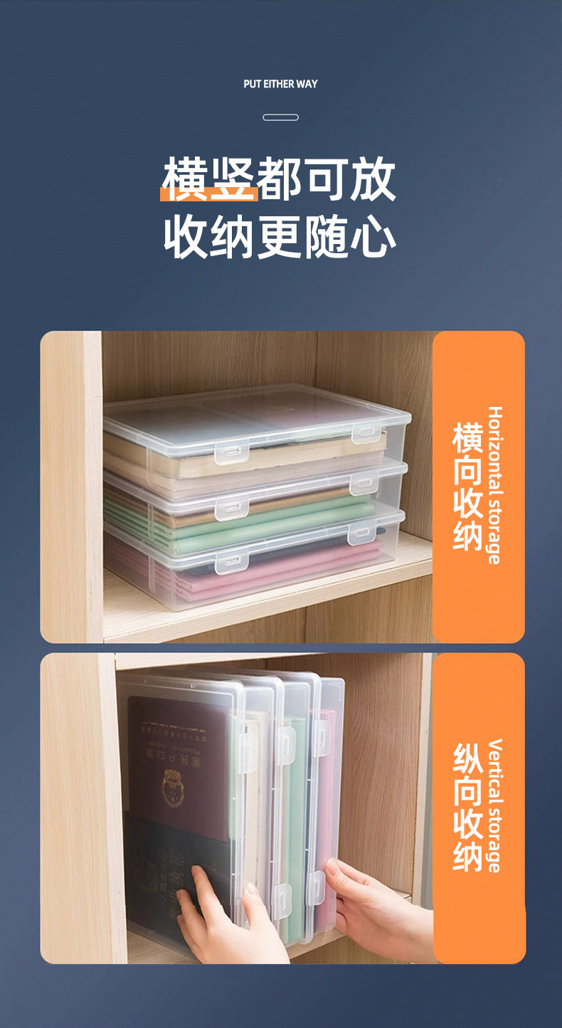 Document Storage Box for Home Use, Multifunctional Stationery, Certificate, Data, File, Card Holder, Household Registration Book Organizer, Magic Tool