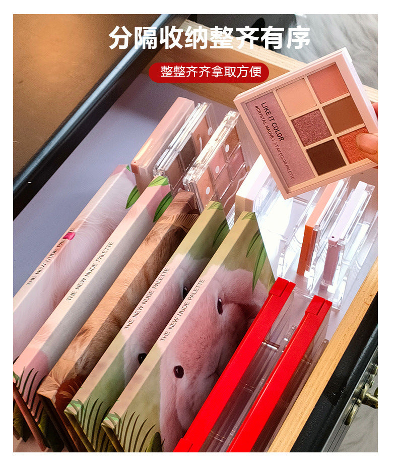 Cross-border Eye Shadow Plate Storage Rack Transparent Powder Cake Box Desktop Drawer Split-compartment Cosmetic Cosmetic Storage Rack Customization