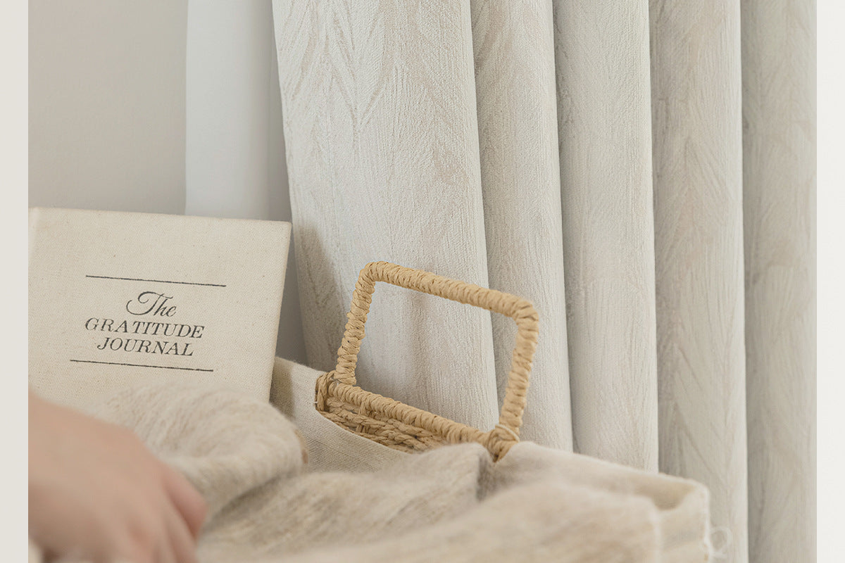 Cream Style Jacquard Curtain for Bedroom Premium Chenille Shading Living Room Bedroom French Light Luxury Shaoxing Curtain
