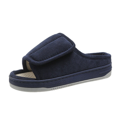 Factory direct wholesale Velcro loose feet wide fat swollen adjust middle-aged men's and women's cloth shoes linen slippers foreign trade