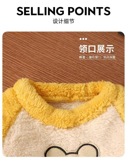 New Kidsren's Flannel Pajamas Set Autumn and Winter Boys and Girls Coral Velvet Thickeneded Home Clothes Two-piece Set