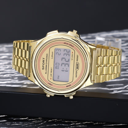 Explosive ultra-thin LED electronic watch WR F92W steel band A159 new round fashion watch multi-function electronic watch