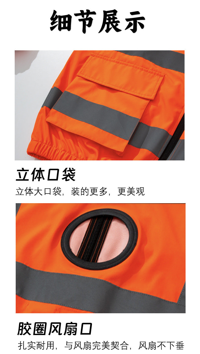 New Cooling Air-Conditioning Clothing, Reflective Long-Sleeved Work Clothes with Three Fans, Labor Protection Clothing, Outdoor Sun Protection Duty Clothing
