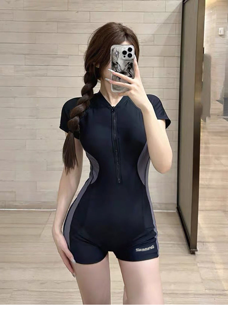 One-Piece Swimsuit for Women, 2025 New Hot Style, High-End, Slightly Fat Girl Covering the Flesh, Slimming Look Swimming Pool Special Swimsuit