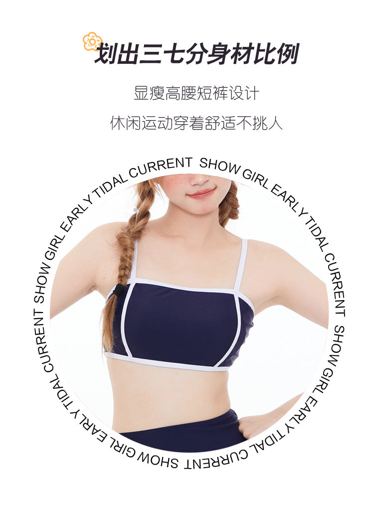 One-Piece Drop-Shipping Japanese and Korean Style Long-Sleeve Swimwear for Women, Two-Piece Conservative Sun-Protective Sports Swimsuit, Fresh Style for Students, Wholesale Swimwear