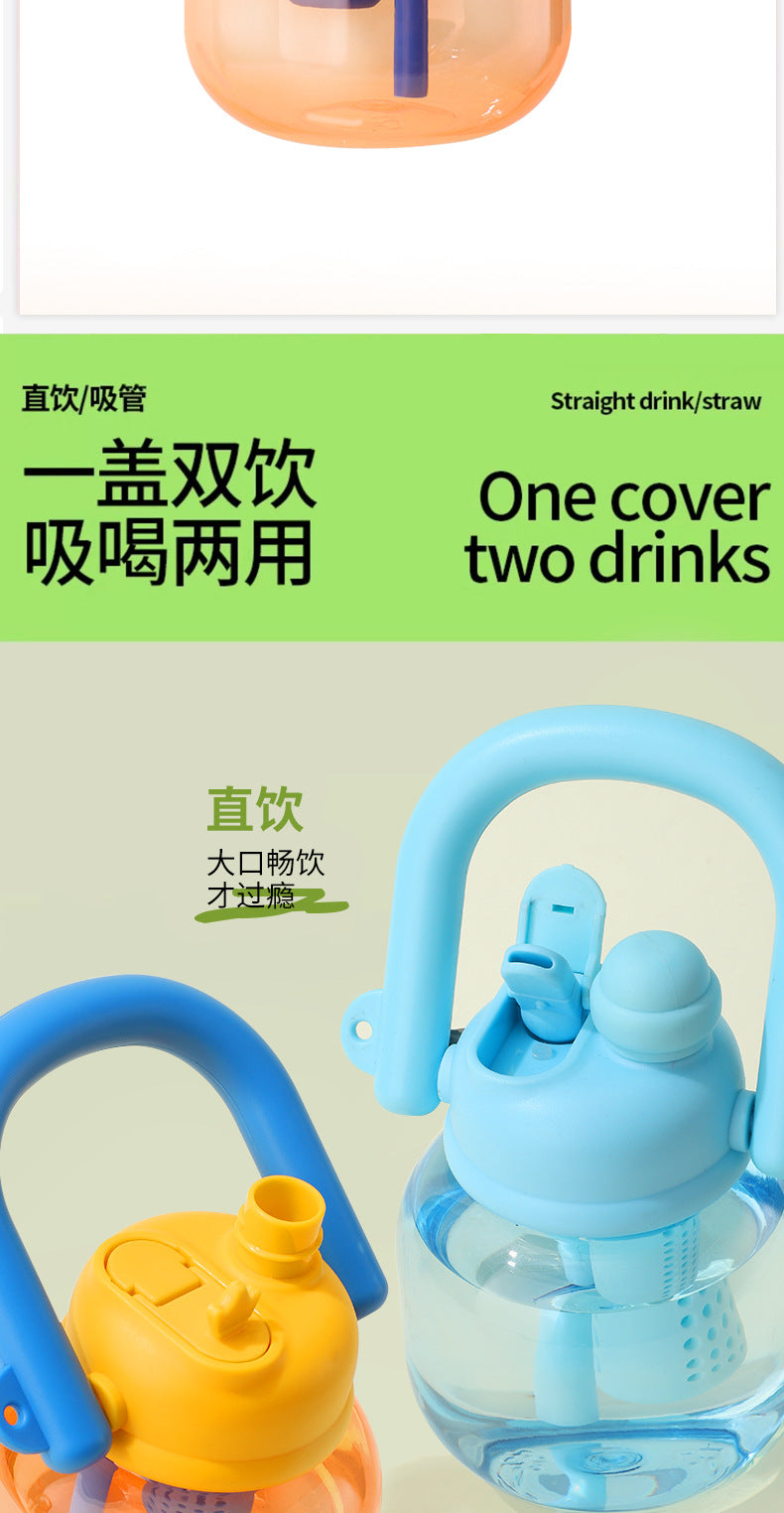 Wholesale Large-Capacity Plastic Straw Cups for Summer, Suitable for Men and Women, with a High Aesthetic Appeal, Portable Outdoor Sports Water Bottles for Children