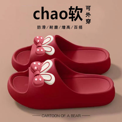 Thick-Soled Slippers for Women 2025 Summer New Style Indoor Home Bathing Non-Slip Household Slippers for Outer Wear with a Sense of Stepping on Shit