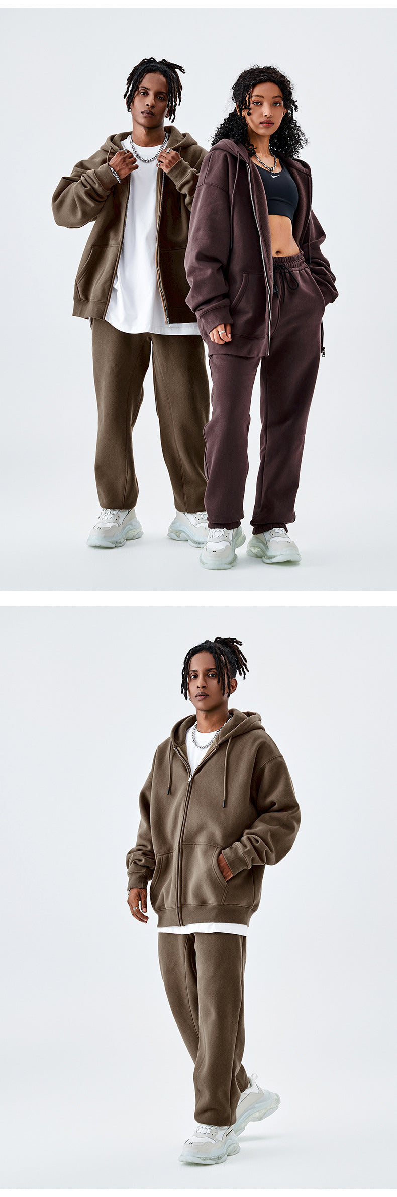 Tilani Men's Sweatshirt Cross-Border Casual Sports Suit Fashionable Pure Color Sweatshirt for Men and Women Simple Zipper Hoodie