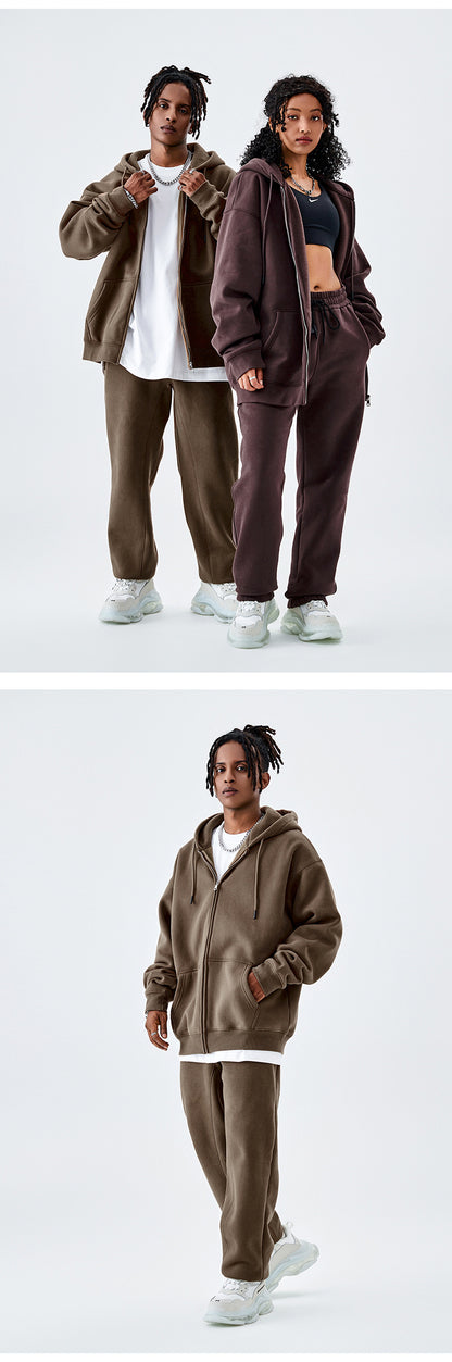 Tilani Men's Sweatshirt Cross-Border Casual Sports Suit Fashionable Pure Color Sweatshirt for Men and Women Simple Zipper Hoodie