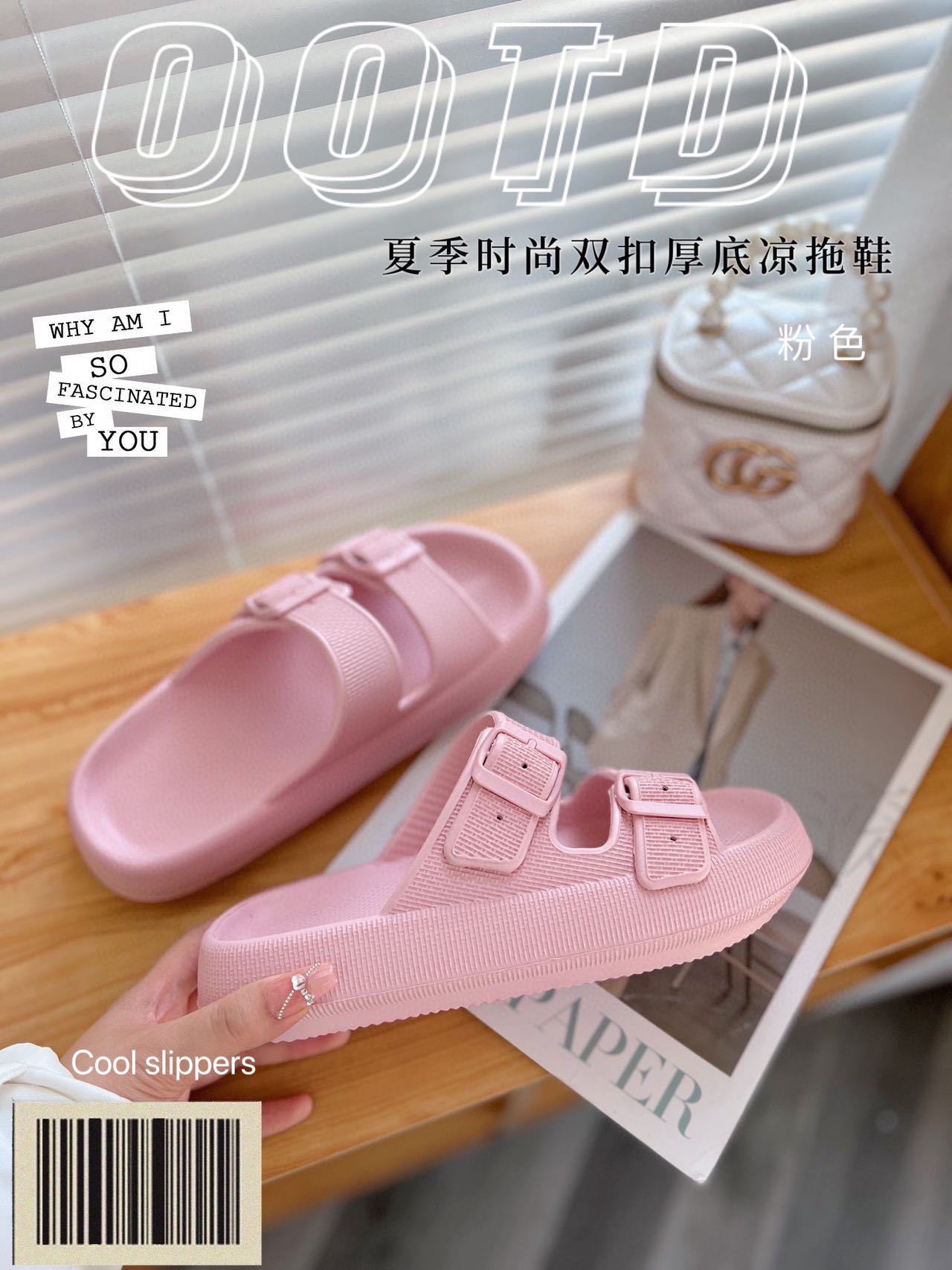 2026 New Thick-Soled Slippers, Wear-Resistant Double Buckle Eva Sandals, Couple's Summer Women's Outdoor and Indoor Slippers with a Soft Cushioning Feel
