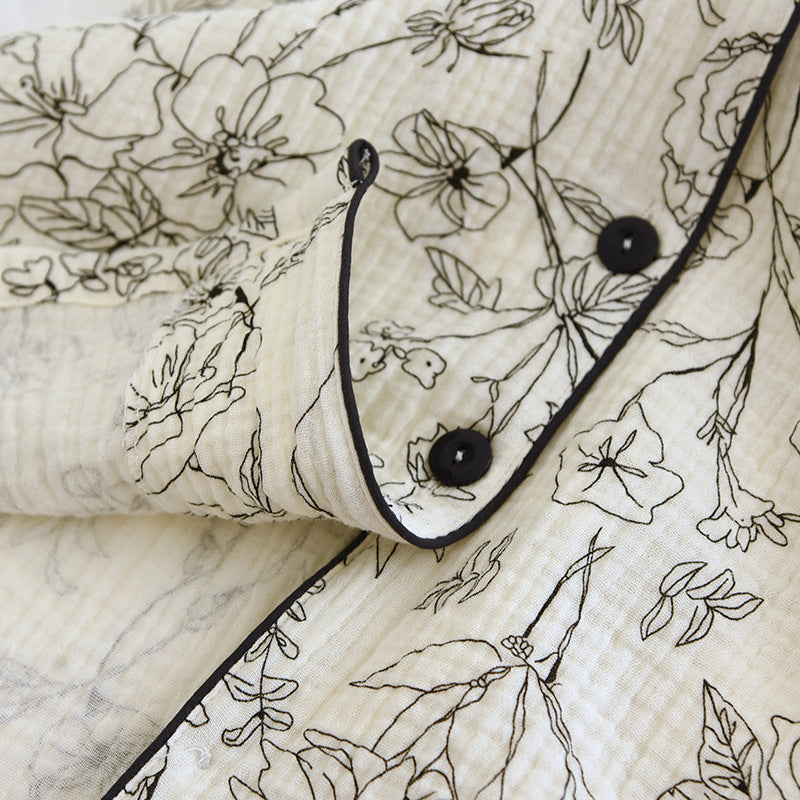 New pajamas women's summer cool pure cotton crepe vest suit outdoor home wear summer wholesale