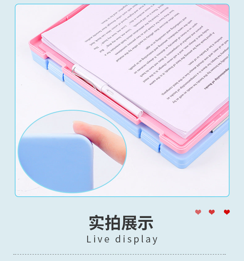 Plastic board folder file box copy writing board storage box A4 data box PP transparent office supplies finishing box