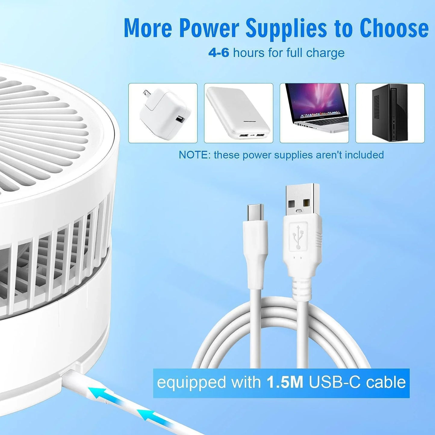 XIAOTREE Wireless Folding Desk Fan Telescopic Outdoor Travel Camping Floor Fan With 7200 mAh USB Rechargeable Fan Standing Fan