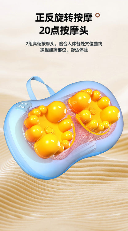 Multifunctional cervical massager neck and shoulder massage pillow home wireless portable kneading hot compress massager